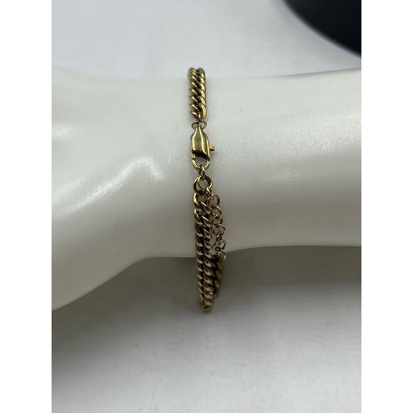 MICHAEL KORS MK Logo Plaque Yellow Gold Tone Stainless Steel Adjustable Bracelet - Picture 8 of 13